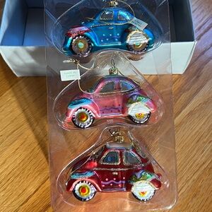 Colorful Vintage Car Glass Ornaments Set